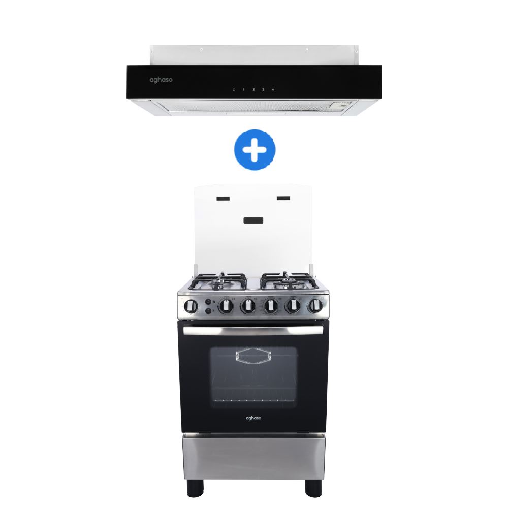 COMBO: COCINA AGHASO PREMIUM GN + CAMPANA EXTRAIBLE PREMIUM BLACK 60 CM